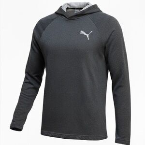 Puma Men’s Gray Long Sleeve Logo Pullover Shirt With Hood Size Small